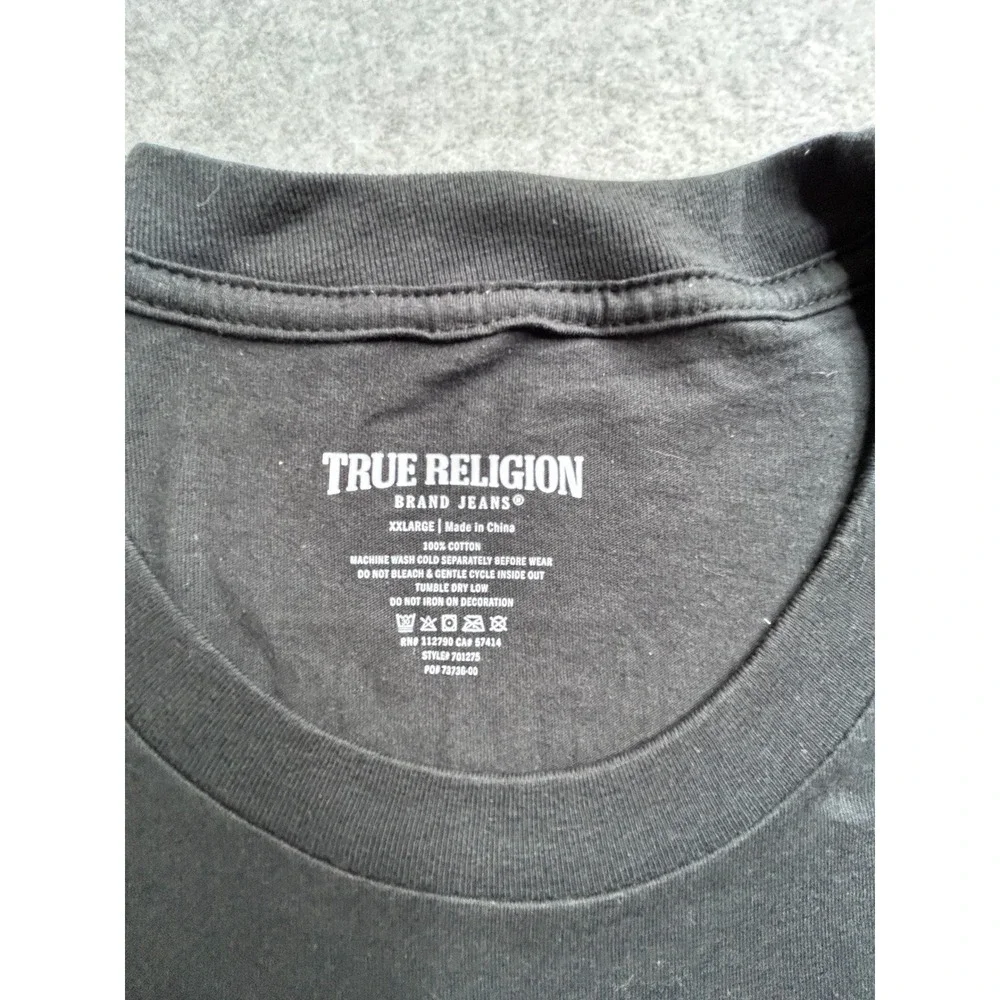 True Religion Mens LS Multi Logo Tee Jet Black Long Sleeve T-Shirt NWT XXL